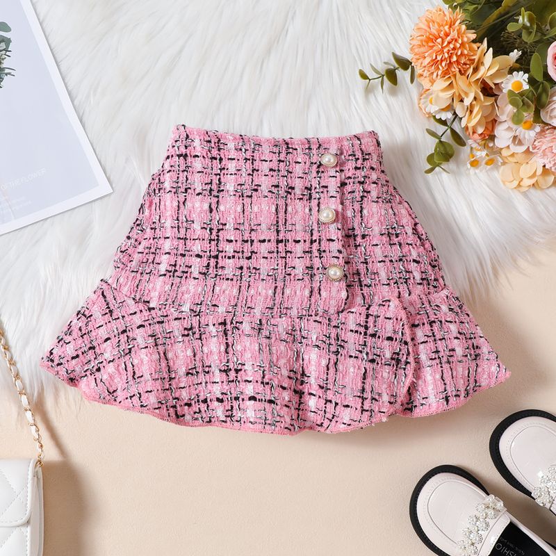 Mutter & Kinder Kinderkleidung für Mädchen Langarmshirts Gewebter Tweedrock Baskenmütze 3-teiliges Set_voghion.com