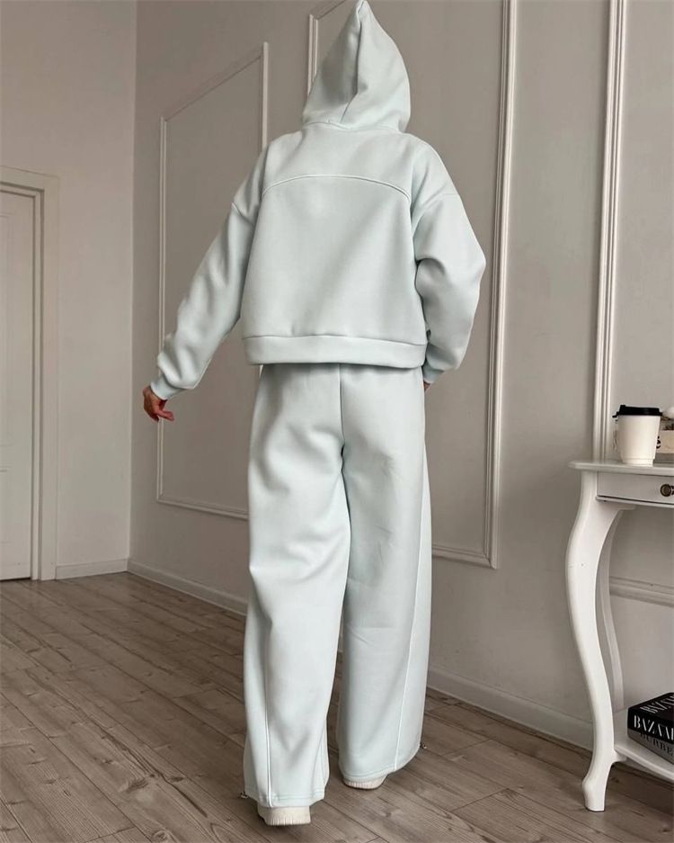 Lässiges Sportbekleidungsset für Damen – Langarmjacke mit Reißverschluss vorne und Jogginghose mit elastischem Bund (S–XL, einfarbig, Streetwear-Chic)_voghion.com