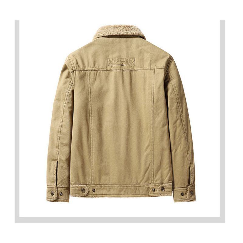 Giacca da uomo con colletto rovesciato, stile casual, in pile di cotone lavato, autunno inverno 2023_voghion.com