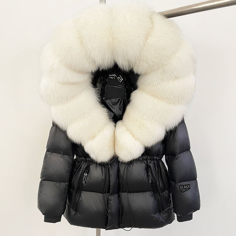 Women's Clothing Luxury Winter Women's Goose Down Coat With Fox Fur Trim Hooded Long Parka Jacket - Detachable Faux Fur Collar, Windproof & Warm_voghion.com