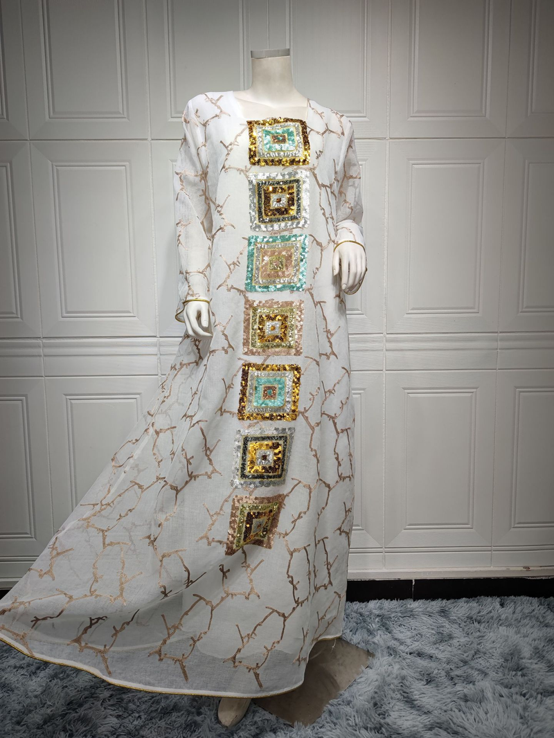 Dámské muslimské večerní šaty plus size, flitrovaná sukně, síťovaná houpačka, župan Abaya_voghion.com