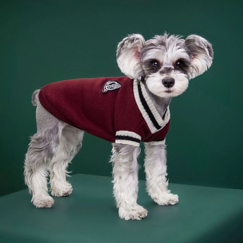 Clothes Campus Style Vest Badge Handsome Small Medium Large Cat Dog Knitted Cotton Couple Sweater_voghion.com