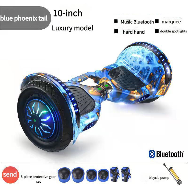 10-calowy samobalansujący samochodzik dla dorosłych, 7-calowy dwukołowy, inteligentny elektryczny samochodzik balansujący z kierownicą dla dzieci w wieku 7-12 lat_voghion.com