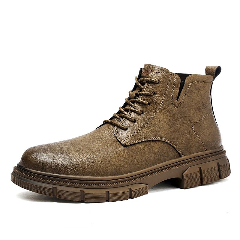 High-Top-Retro-Martin-Stiefel mit dicker Sohle, wasserdichte kurze Stiefel, Outdoor-Werkzeugstiefel, erhöhte Herrenschuhe_voghion.com
