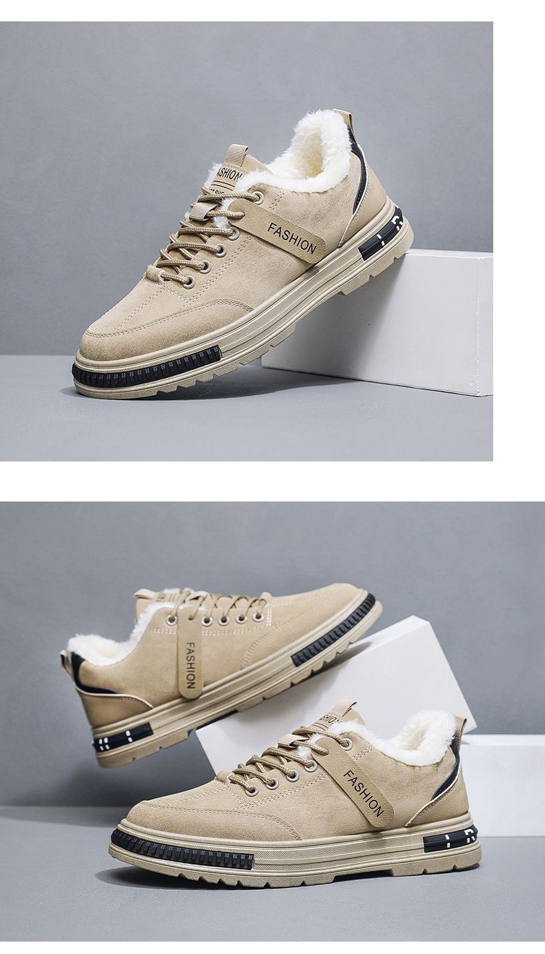 Herren Herbst Winter, Arbeit Freizeit Board Plüsch und warme Baumwollschuhe, wasserdicht, rutschfest, verschleißfeste Sportschuhe_voghion.com