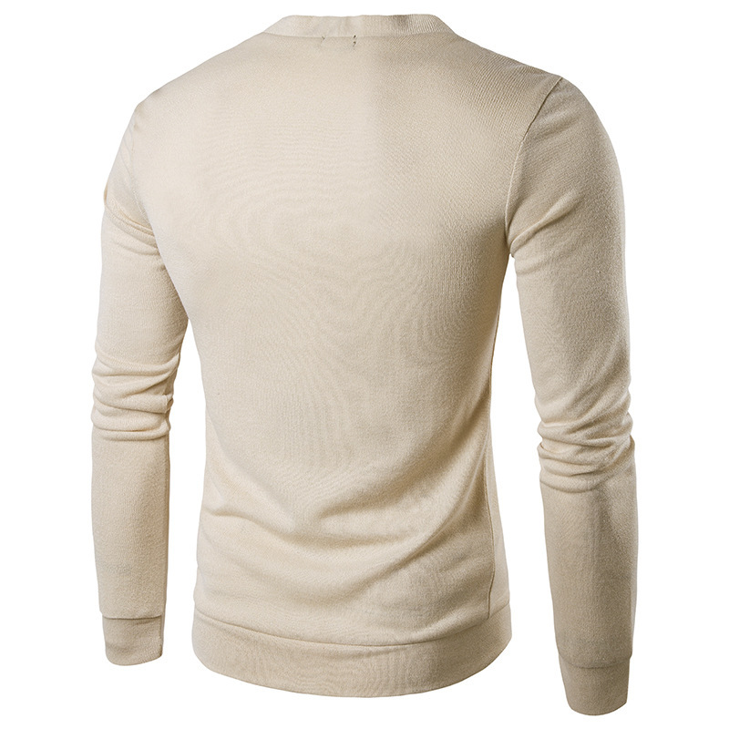 Cardigan couleur unie col V pour homme, pull grande taille_voghion.com