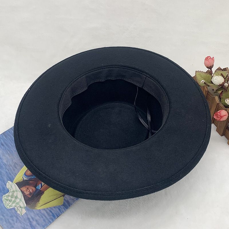 imitation ivory decorated wool felt autumn and winter new cowboy hat for men and women_voghion.com