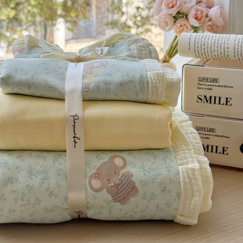 HIINIIA Set di biancheria da letto in cotone lavato con bordo arricciato e filato stropicciato, quattro lenzuola, copripiumino per letto da dormitorio, tre pezzi_voghion.com