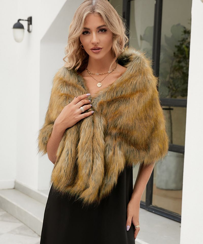 Vêtements pour femmes automne et hiver nouveau style imitation fourrure de renard grand châle écharpe multicolore écharpe robe de mariée châle_voghion.com