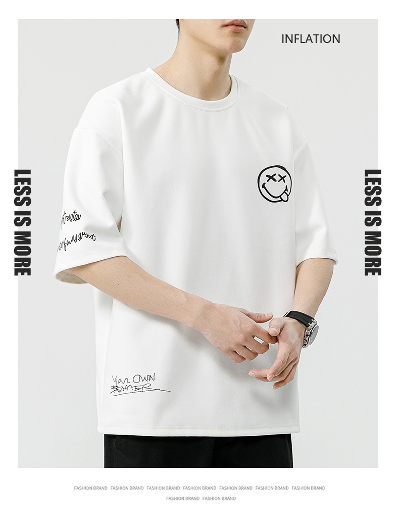 American Versatile Herren Kurzes Instagram Trendy Loose Oversized Top Sommer Paar Halbarm T-Shirt_voghion.com