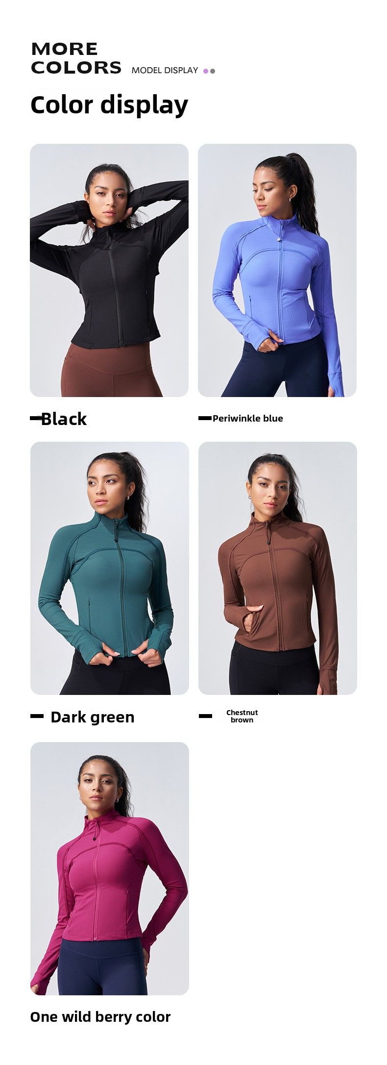 Jaqueta esportiva canelada de gola alta para uso externo, ideal para outono e inverno, com modelagem justa, perfeita para yoga, com mangas que imitam dedos e tecido grosso._voghion.com