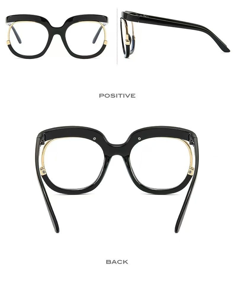 Large Frame Flat Glasses Personality Rainbow Color Glasses Frame Can Be Matched With Myopia Glasses Fashion Glasses Frame_voghion.com