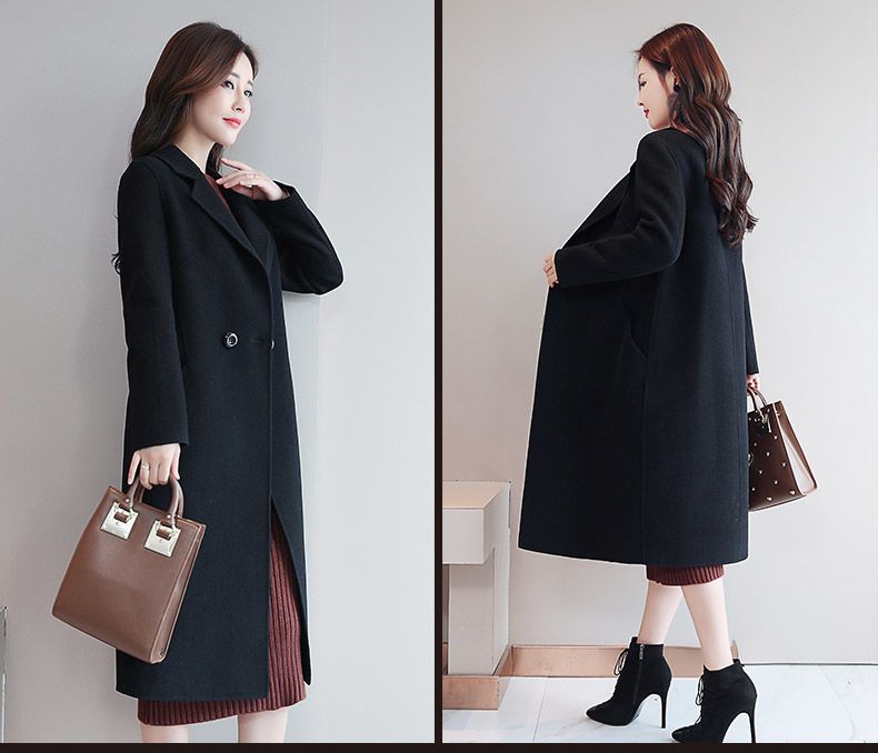 Women's Clothing Autumn And Winter Woolen Coats Mid Length Women's Winter Wool Coat Long Loose Trench Coat Plus Size Casual Overcoat With Pockets_voghion.com