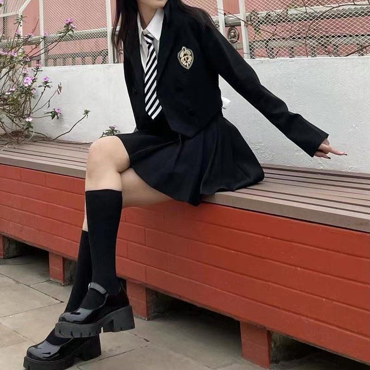 Chaussures japonaises JK en cuir pour femmes, semelle épaisse blanche, rehaussement doux, fille 2024 printemps et été, talon épais, bout rond, chaussures simples_voghion.com