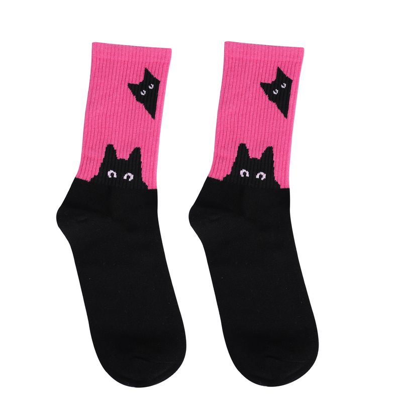 Casual socks hot cat dog rainbow large size cotton socks women's casual cotton women's mid-tube socks_voghion.com