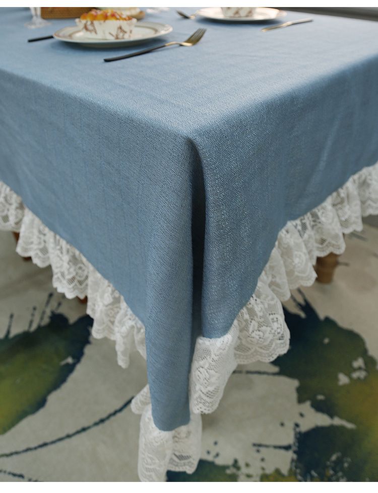 Mantel de lino minimalista nórdico: mantel rectangular con borde de vainica, decoración con textura natural para mesa de centro o escritorio._voghion.com