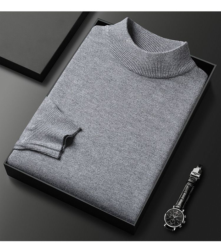 Maglione semi-dolcevita da uomo – Pullover invernale in maglia slim fit (48% viscosa/52% acrilico, 12 colori resistenti alla luce, orlo a coste, versatilità dall'ufficio al bar)_voghion.com