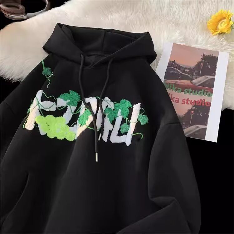 Nuova felpa con cappuccio da tennis in uva con motivo a motivo primaverile e autunnale da uomo, giacca con cappuccio dalla vestibilità ampia_voghion.com