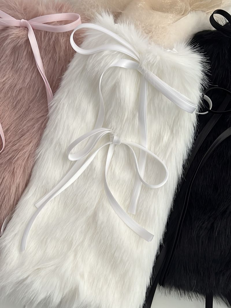 Nouvel an automne et hiver lacets fourrure jambe couverture mi-mollet y2g fille chaude épaissie lapin fourrure chaussettes blanc chaud femmes_voghion.com