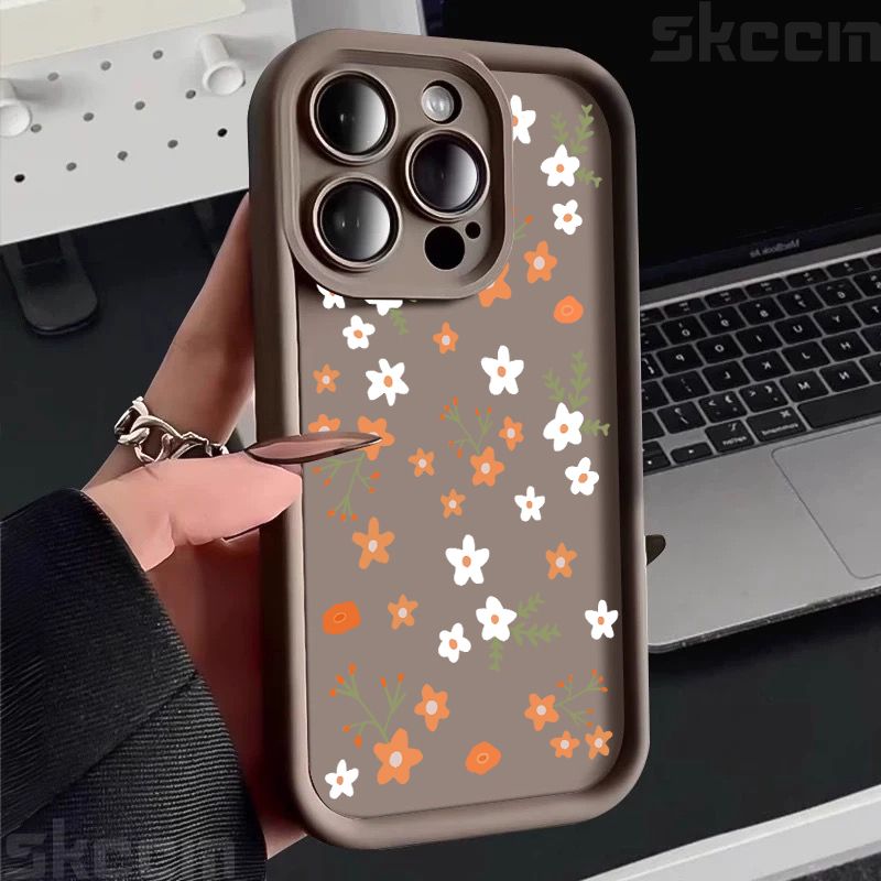 Niedliche kleine Blumenmuster-Silikon-Softphone-Hülle für iPhone 16 Pro Max 15 14 Plus 13 12 11 XS Max X XR 7 8 Plus 16E Cover_voghion.com