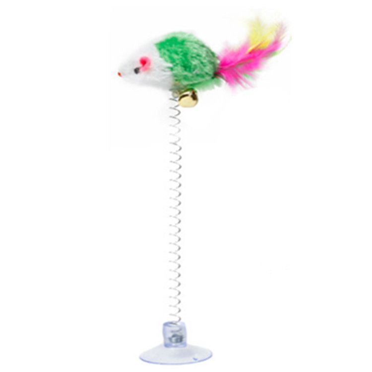 Swinging Suction Cup Spring With Bell Sound Mouse Feather Cat Toy Factory_voghion.com