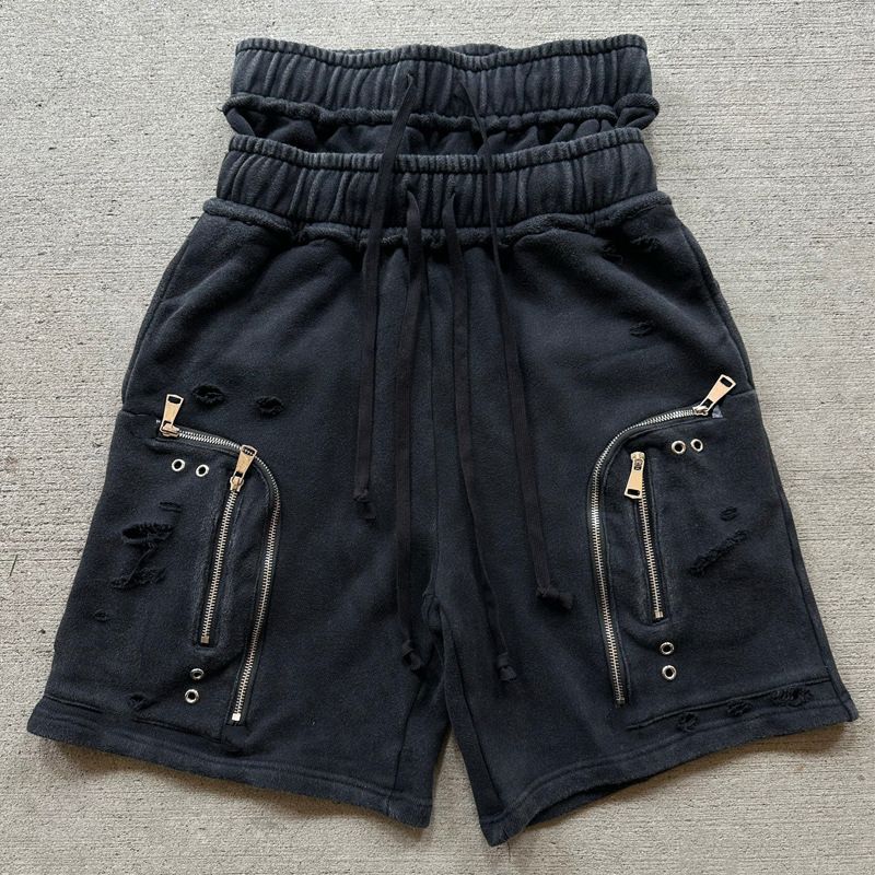 Gothic Y2K Cargo Hose, Dunkles Ästhetisches Doppelbund Design, Unisex Streetwear Jogger, Medium Stretch Polyester, Edgy Retro Fashion_voghion.com