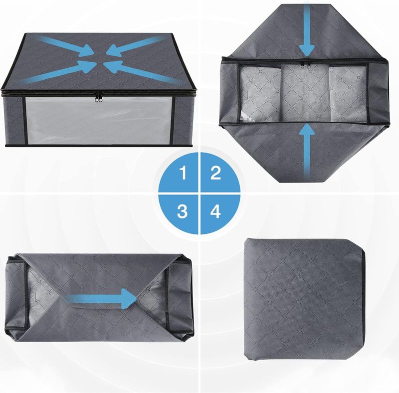 3-Pack Foldable Clothes Storage Bags - Clear View With Handles_voghion.com