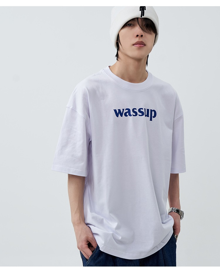 WASSUP HEODS Hip-Hop-Sommer-T-Shirt aus reiner Baumwolle, 280 g schwer, kurzärmelig für Herren_voghion.com