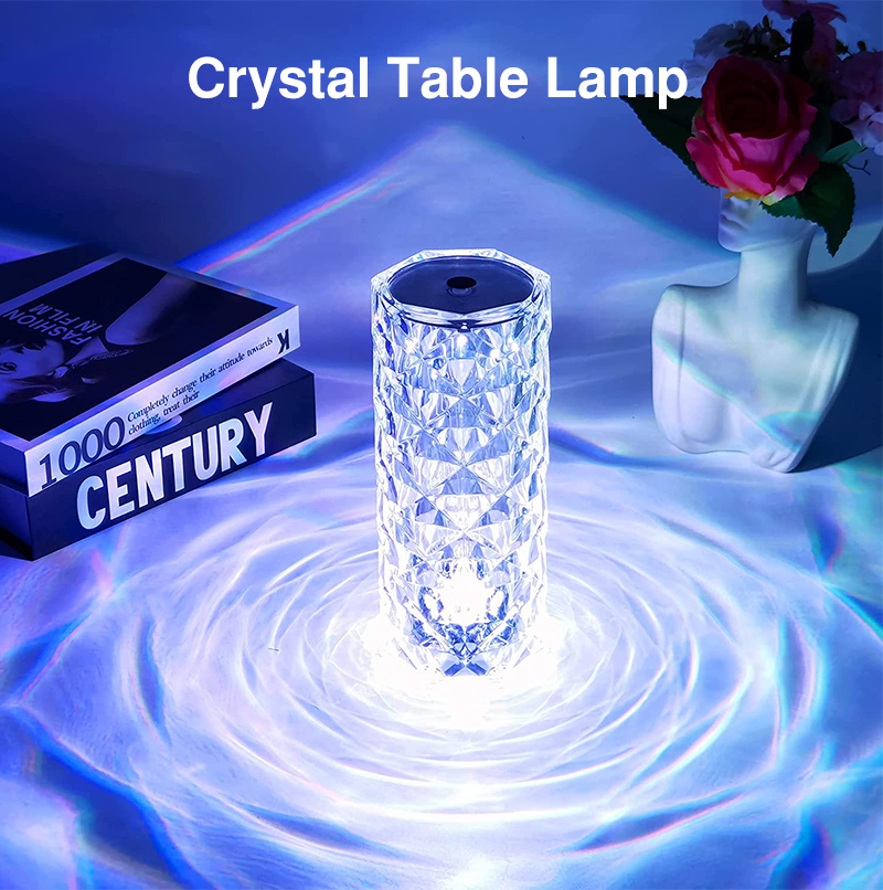 LED 16 Farben Kristall Tisch Lampe Rose Licht Romantische Diamant Atmosphäre Licht Touch Einstellbare Nacht Licht Für Schlafzimmer Dekorieren_voghion.com