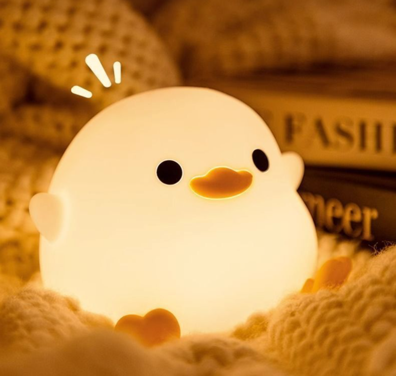Lampe de chevet/bureau en silicone transfrontalière avec capteur anti-stress et lampe d'ambiance en forme de canard en peluche_voghion.com