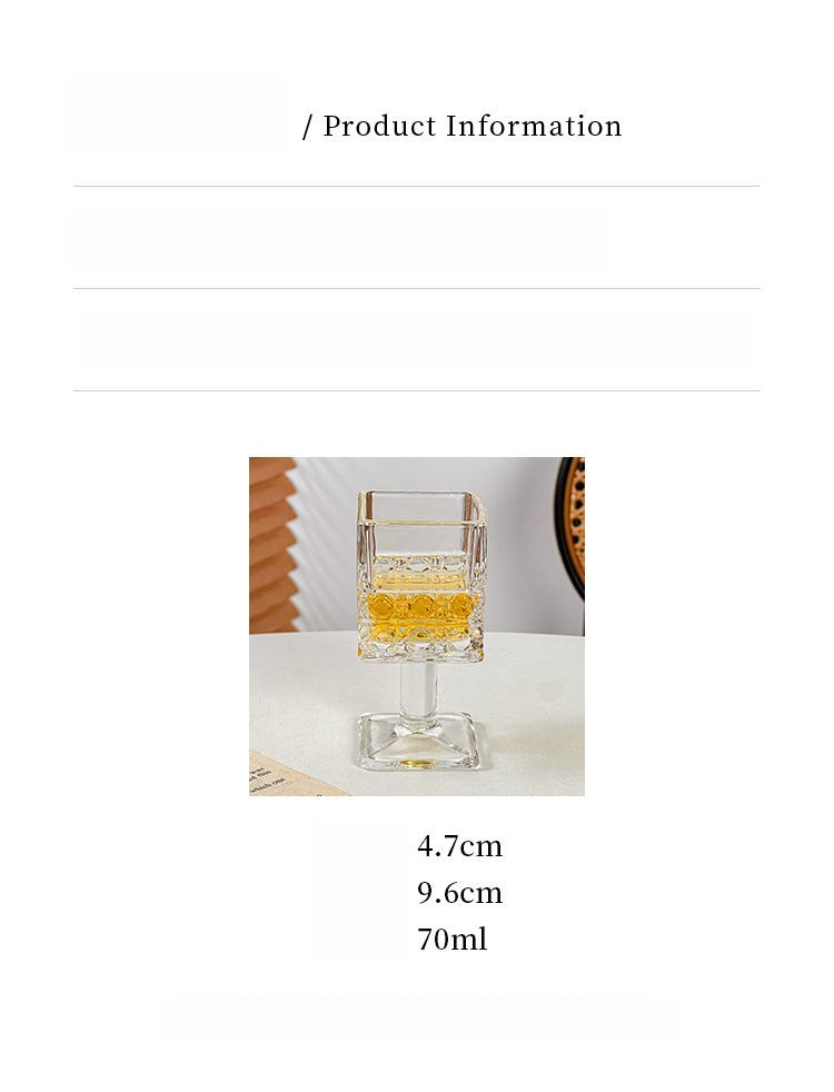 Exquisite European Style Embossed Flower Goblet Square Small Wine Household Liquor Shot Spirits Glass Cup_voghion.com