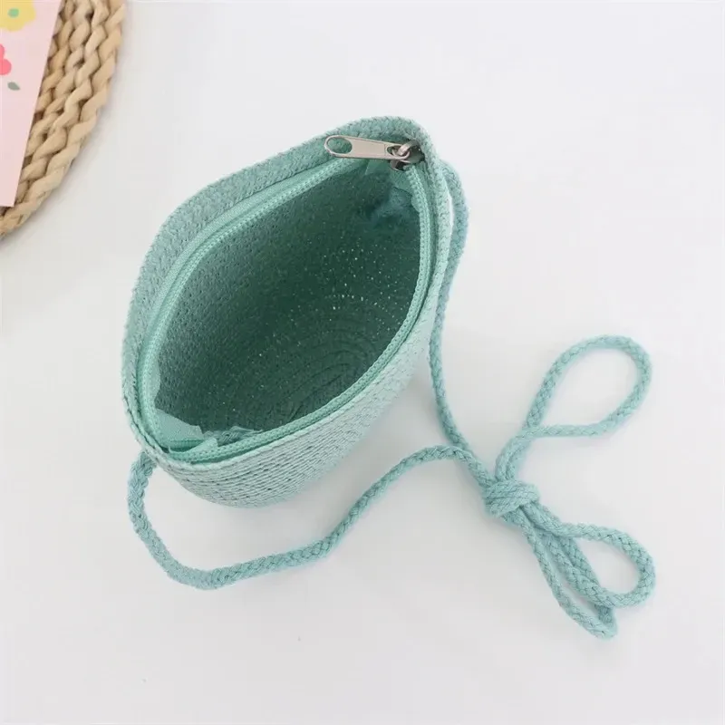 Borsa a tracolla piccola con patta Yogodlns da donna, in paglia intrecciata, da spiaggia, in rattan, lavorata a mano, con secchiello e mini borsa_voghion.com