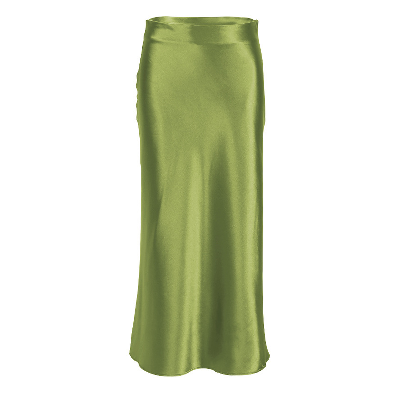 GraceChic Cross-Border European And American Style French Satin High-Waisted Vertical Elegant Commuter Women's Skirt 2023 Autumn_voghion.com
