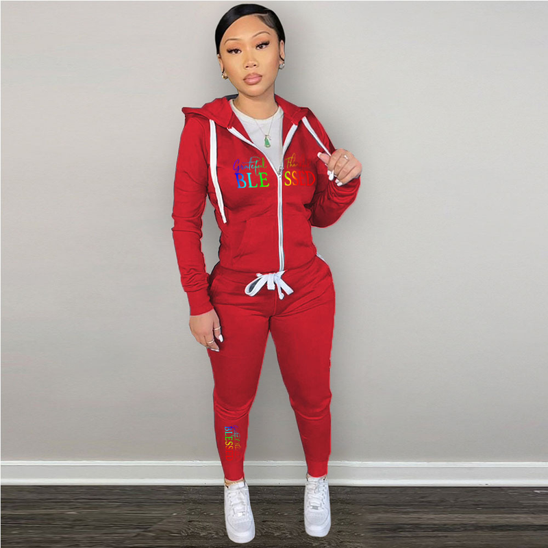 Women's personalized printed casual fashion hoodie two-piece set_voghion.com