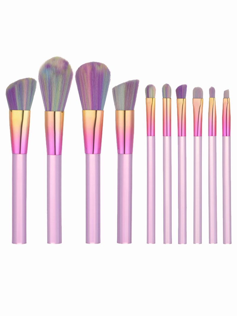 10 neue rosa transparente Make-up-Pinsel-Set_voghion.com