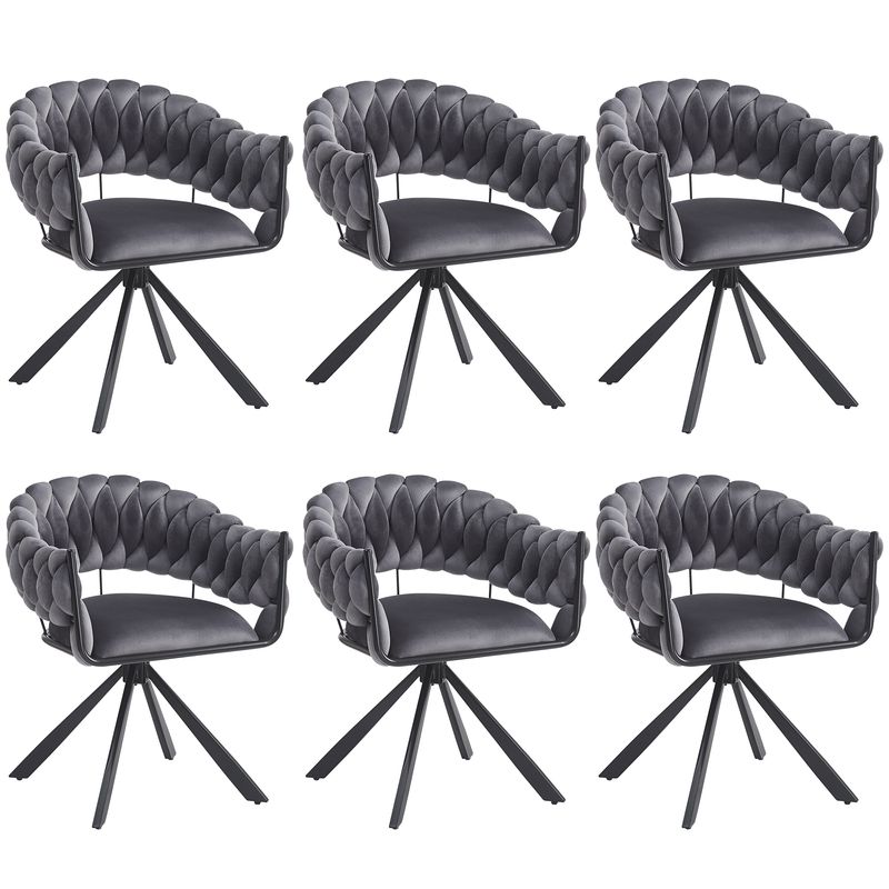6er Set Samt Esszimmerstühle Mit Klauenbeinen, Grau_voghion.com