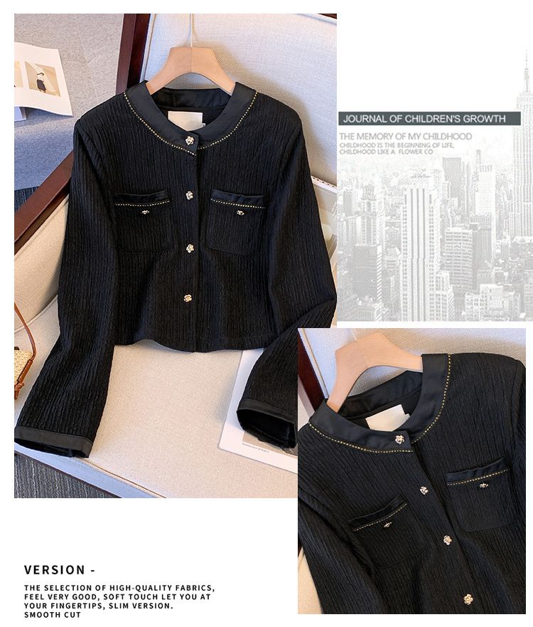 Conjunto feminino plus size casual elegante de duas peças, blazer de manga comprida e calças retas, poliéster elastano, elástico, confortável, para escritório_voghion.com