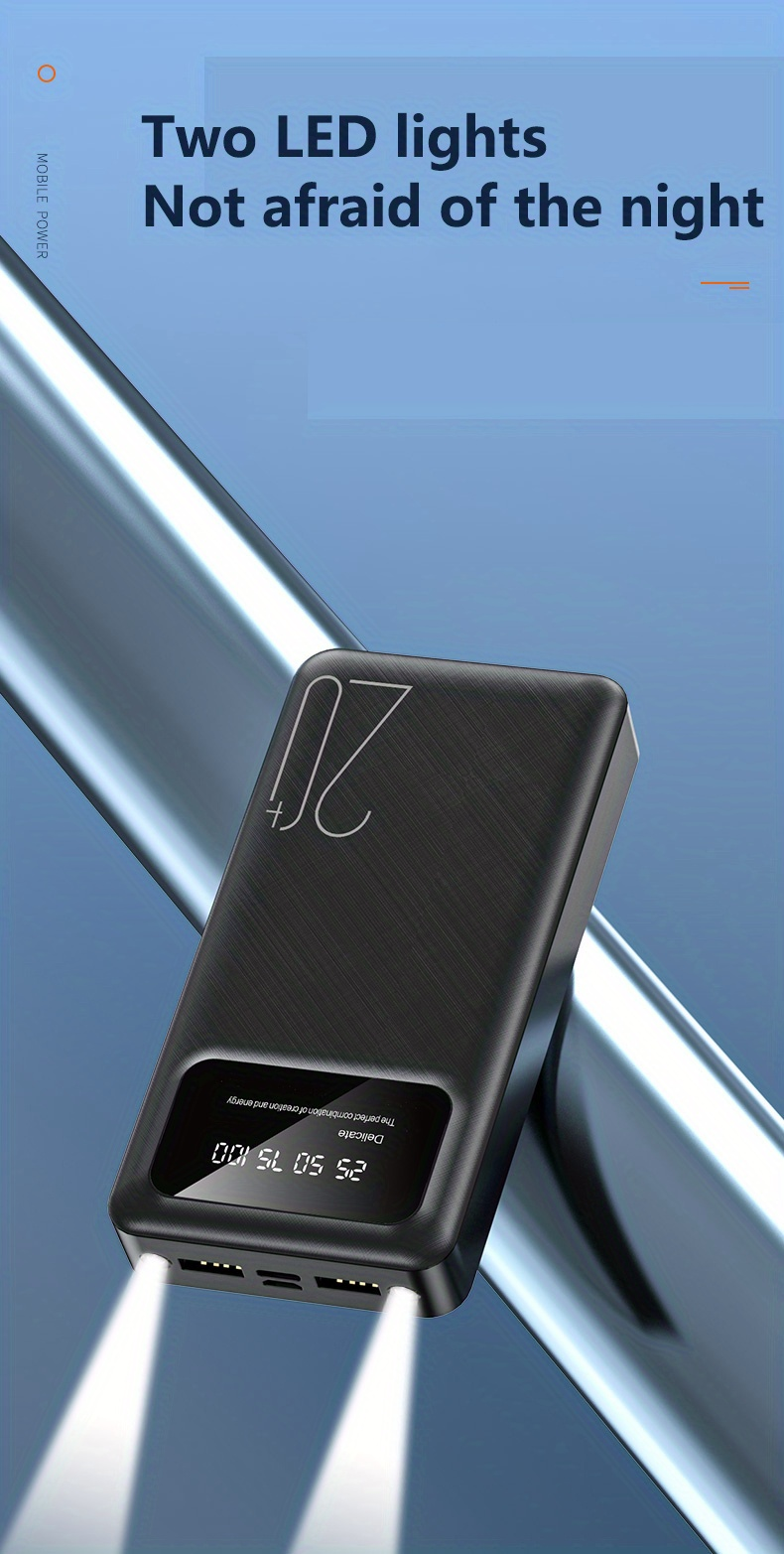 10000/20000 MAh High-capacity Portable Power Bank, 5V2.1A Portable USB Charger, Compatible With Android/iPhone Devices_voghion.com