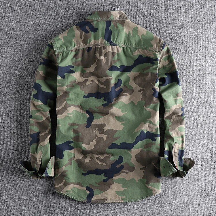 Fashion Wash Camouflage N-Style Workwear Langarmhemd Herren Doppeltaschen Casual Military Jugendbluse_voghion.com