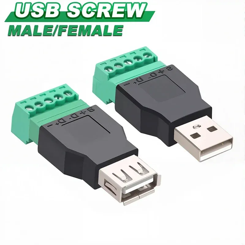 Connettore di tipo 2.0 con terminale a vite a 5 pin, presa USB maschio femmina senza saldatura per computer, TV, telefono, tastiera_voghion.com