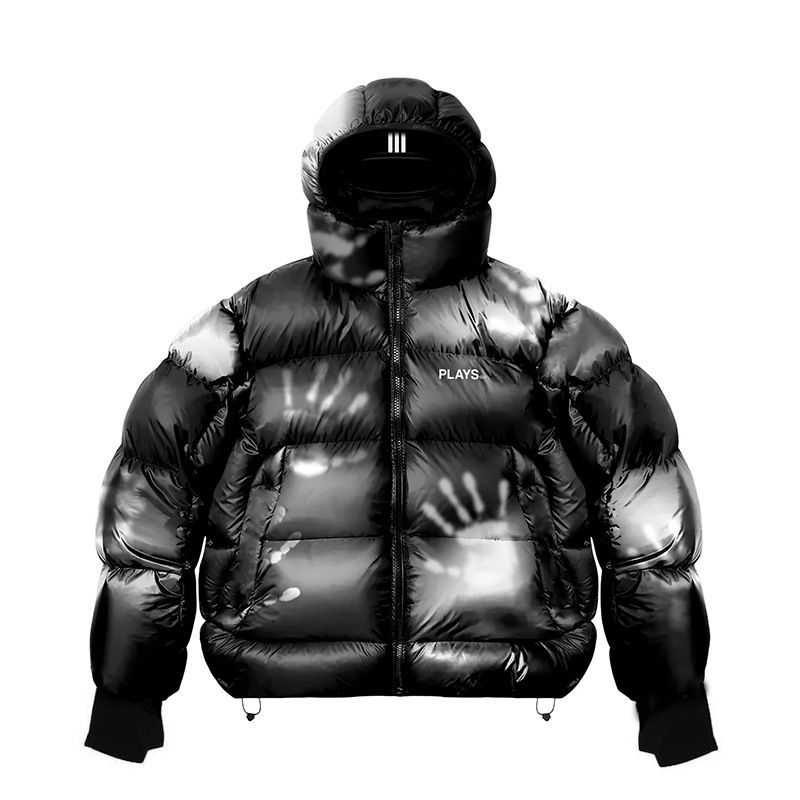 Piumino con cappuccio unisex streetwear - Design a doppio cappuccio di ispirazione russa, imbottitura in cotone invernale, vestibilità oversize per la moda urbana_voghion.com