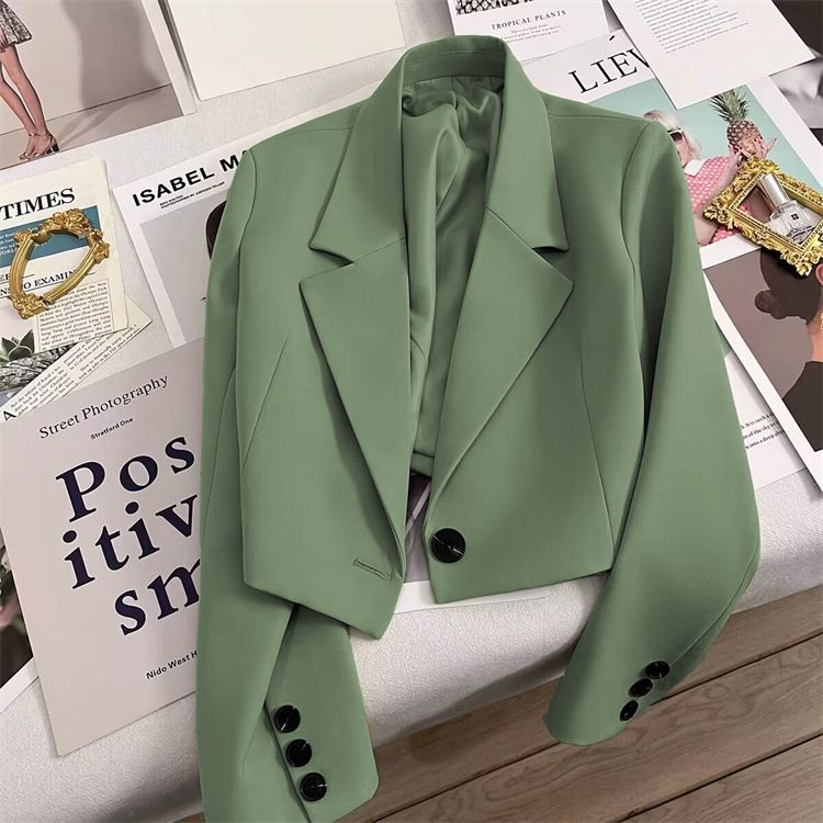 Women Of Petite Size 2025 Spring And Autumn Emerald Green Season New Style All Match Small Suit Trendy Women_voghion.com