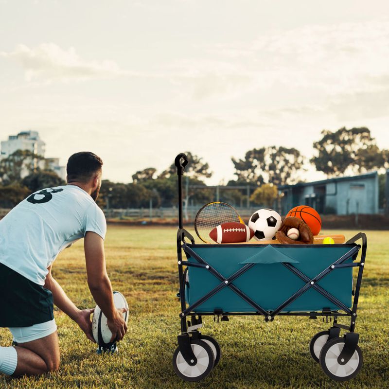 Minimeetall Multi-use Bag,Collapsible Foldable Wagon Cart Beach Wagon Heavy Duty Utility Cart Utility Wagon Grocery Cart For For Camping 3pcs Plastic Liner Bag /Cover , Cyan_voghion.com