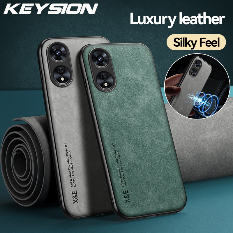KEYSION Luxury Leather Case for OPPO A17 A17K A57 A77 A57S A77S 4G Silicone Shockproof Phone Back Cover for OPPO Reno8 T 4G 5G_voghion.com