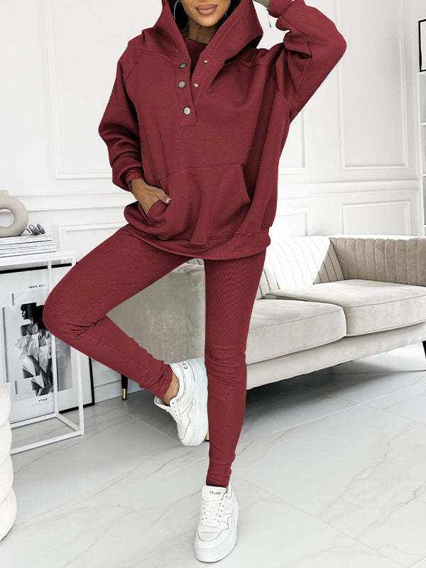 Ensemble 3 pièces pour femme : sweat à capuche, gilet côtelé et jogging – Tenue de détente athlétique (noir/blanc/bleu marine/12 couleurs, S-XXXL)_voghion.com