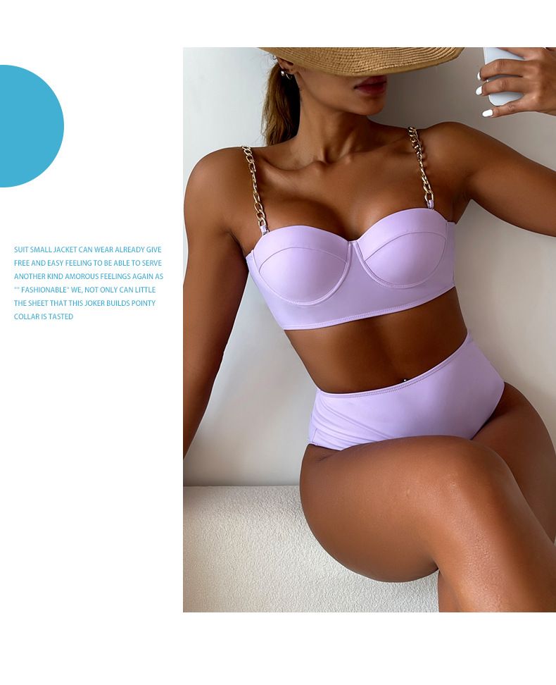Dameskleding Effen Kleur Bikini Badpak Sexy Split Hoge Taille Buik Bedekkende Bikini Badpak_voghion.com