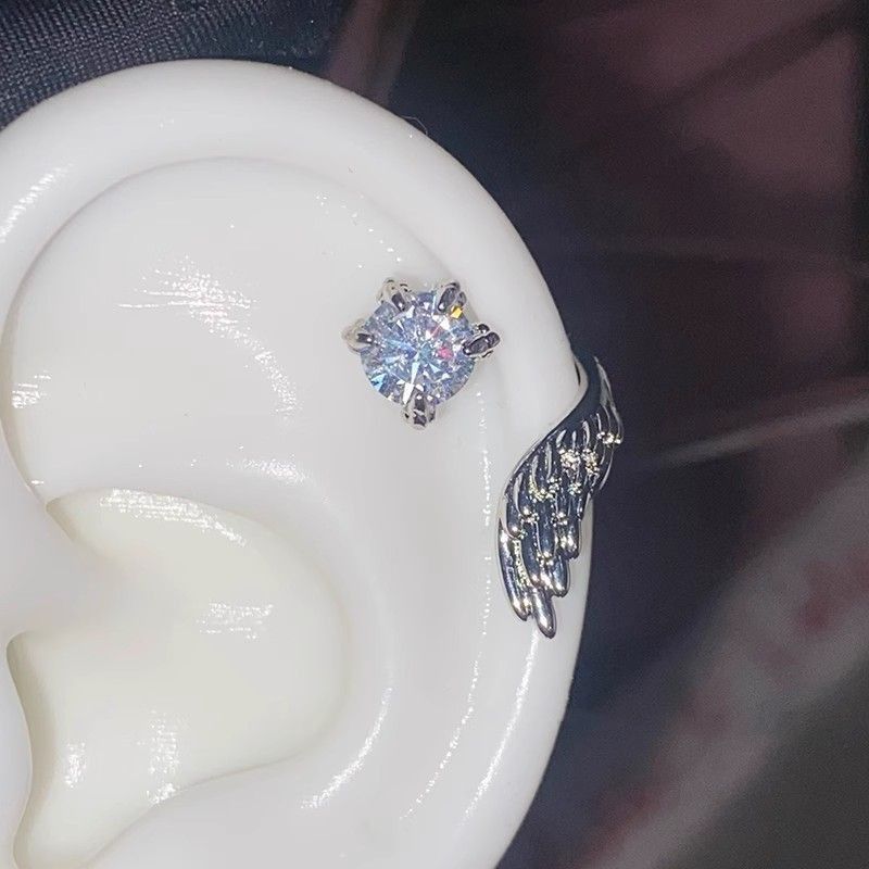 Boucles d'oreilles à tige en forme d'ailes de dragon, micro-incrustées de zircons, style unique, en trois dimensions, pour femmes_voghion.com