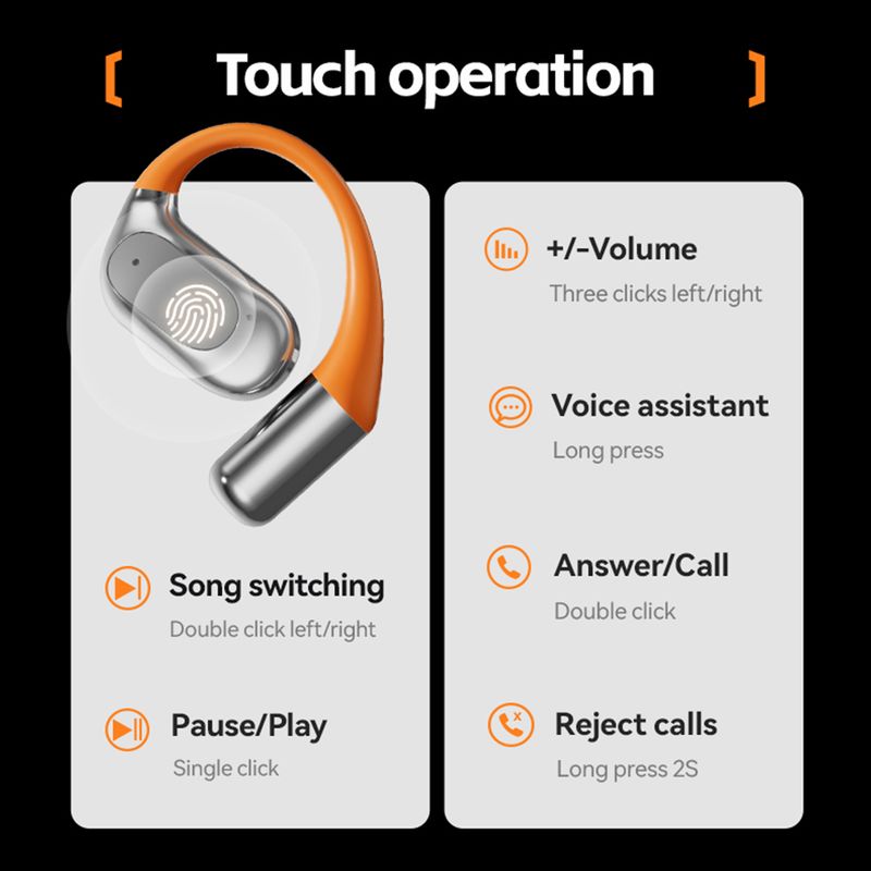 Fones de ouvido sem fio com microfone integrado Fones de ouvido Bluetooth à prova d'água com cancelamento de ruído Fones de ouvido de condução óssea para esportes/direção_voghion.com