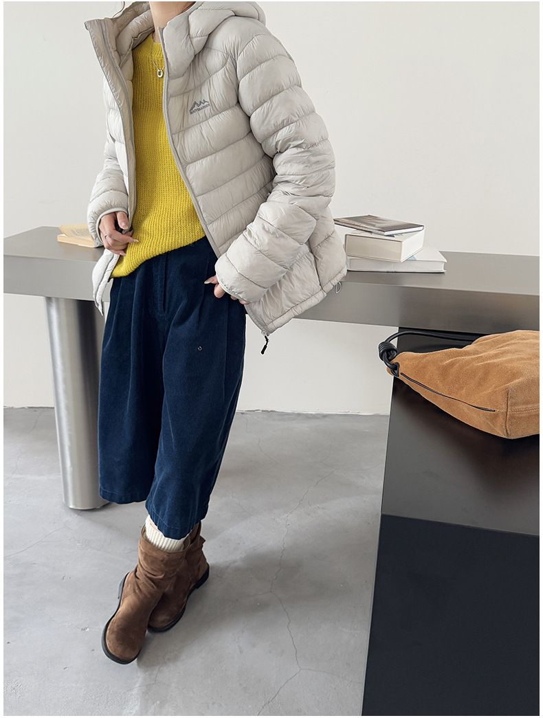 Women's Lightweight Hooded Puffer Jacket - Winter Warm Coat With Softshell Fabric, Slim Fit Zip-Up Outerwear For Casual & Commuting_voghion.com