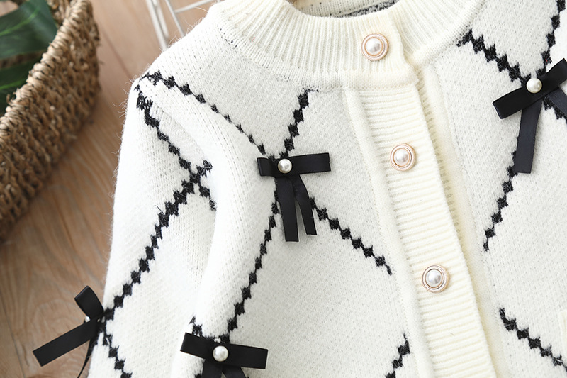 Mädchen-Pullover-Kleid-Set, gestrickt, zweiteilig, Faltenrock, Überzieher für Babys_voghion.com